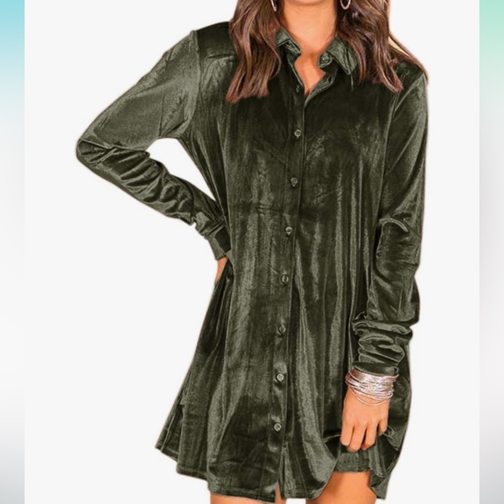 Amazon Olive Velvet Women's dress
